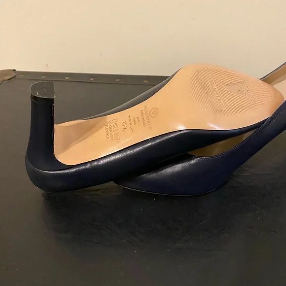 Vallaverde Chic Navy Blue Women’s Leather Heels w/ Letter V on Heel, Sz 8-1/2. - Picture 14 of 14